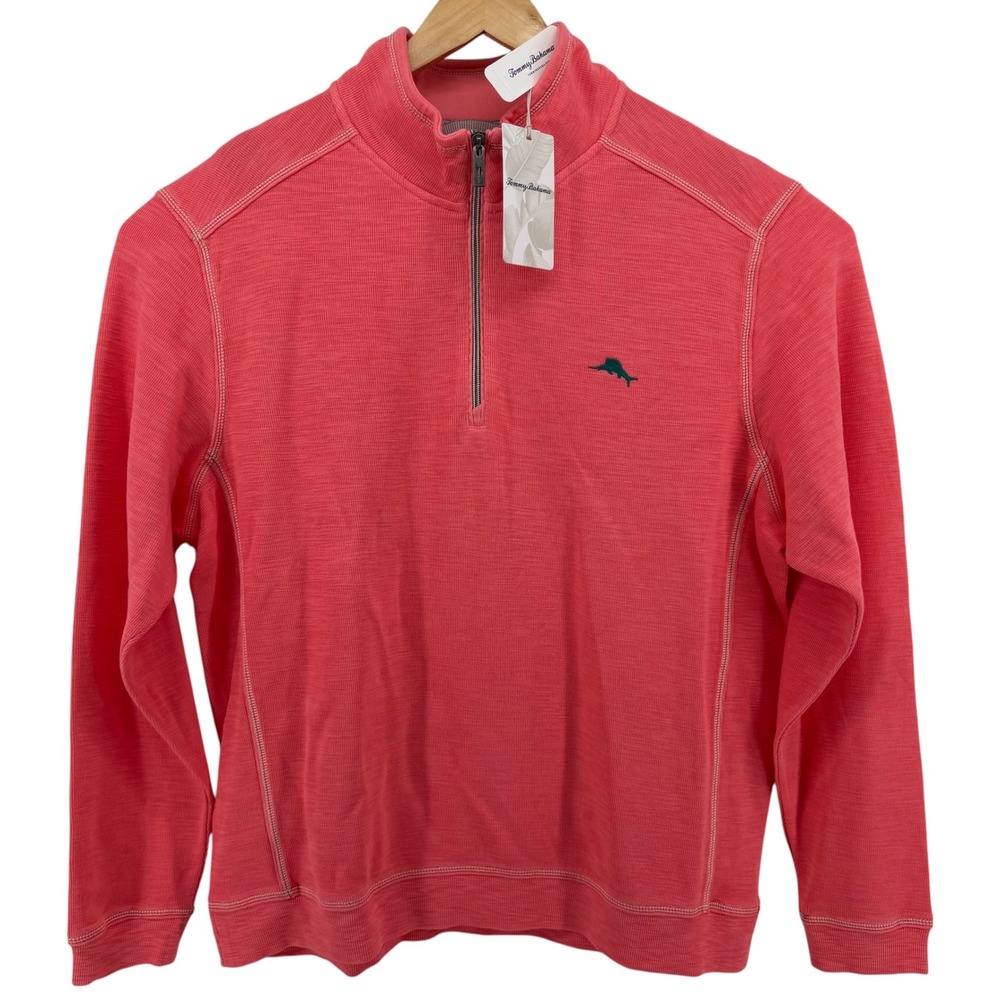 Tommy Bahama Tobago Bay Half Zip Pullover Dubarry Coral Mens XL T220818 NEW - Picture 2 of 11